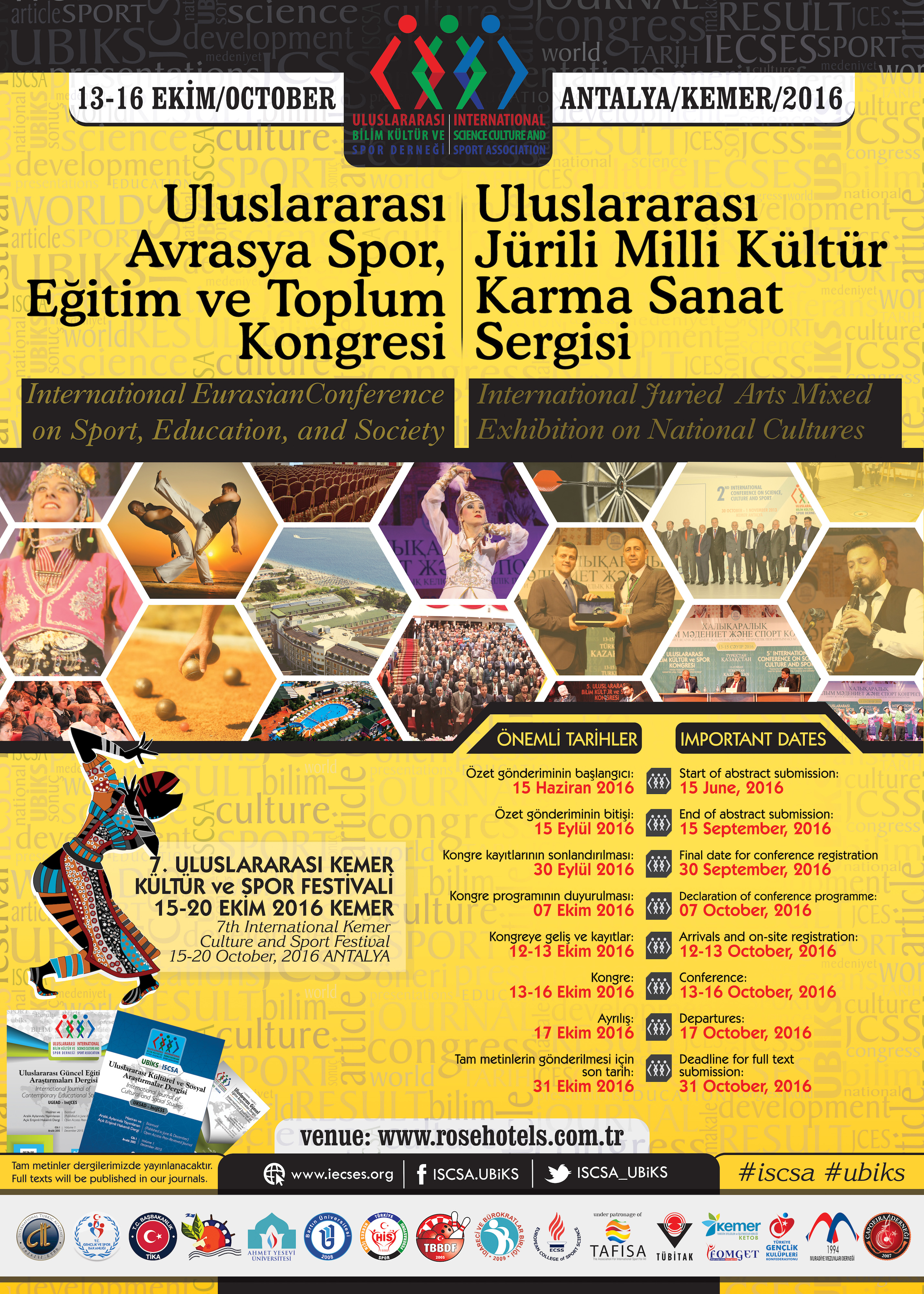 1. Uluslararası Avrasya Spor, Eğitim ve Toplum Kongresi, 13-15 Ekim 2016, Antalya