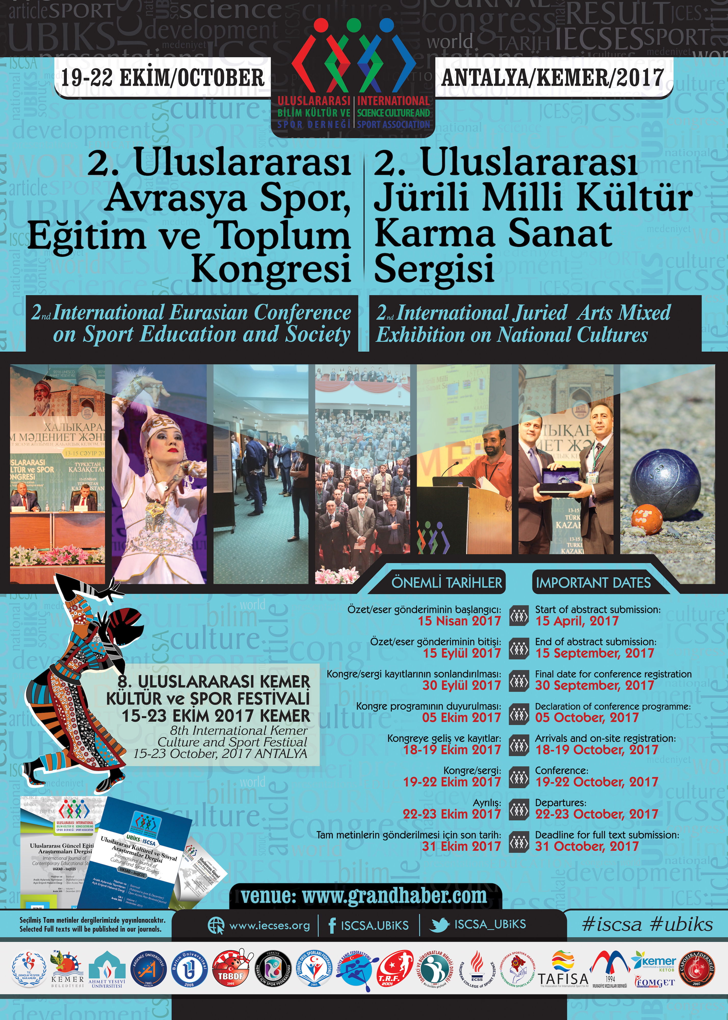 2. Uluslararası Avrasya Spor, Eğitim ve Toplum Kongresi, 19-22 Ekim 2017, Antalya