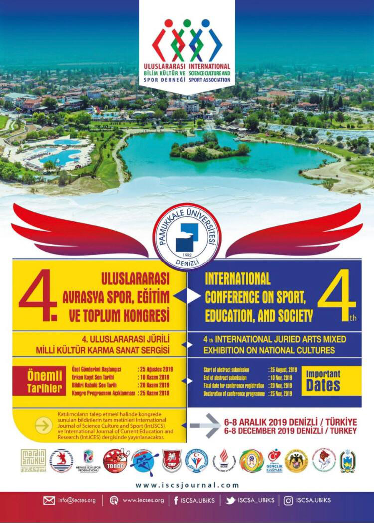 4. Uluslararası Avrasya Spor, Eğitim ve Toplum Kongresi, 6-8 Aralık 2019, Denizli