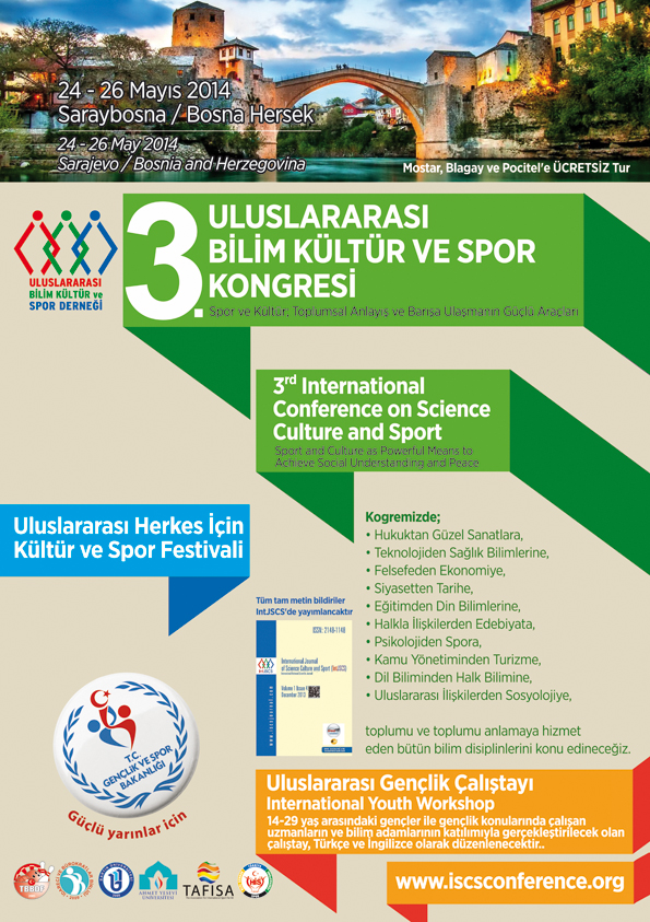 3. Uluslararası Bilim Kültür ve Spor Kongresi, 24-26 Mayıs, 2014, Bosna-Hersek