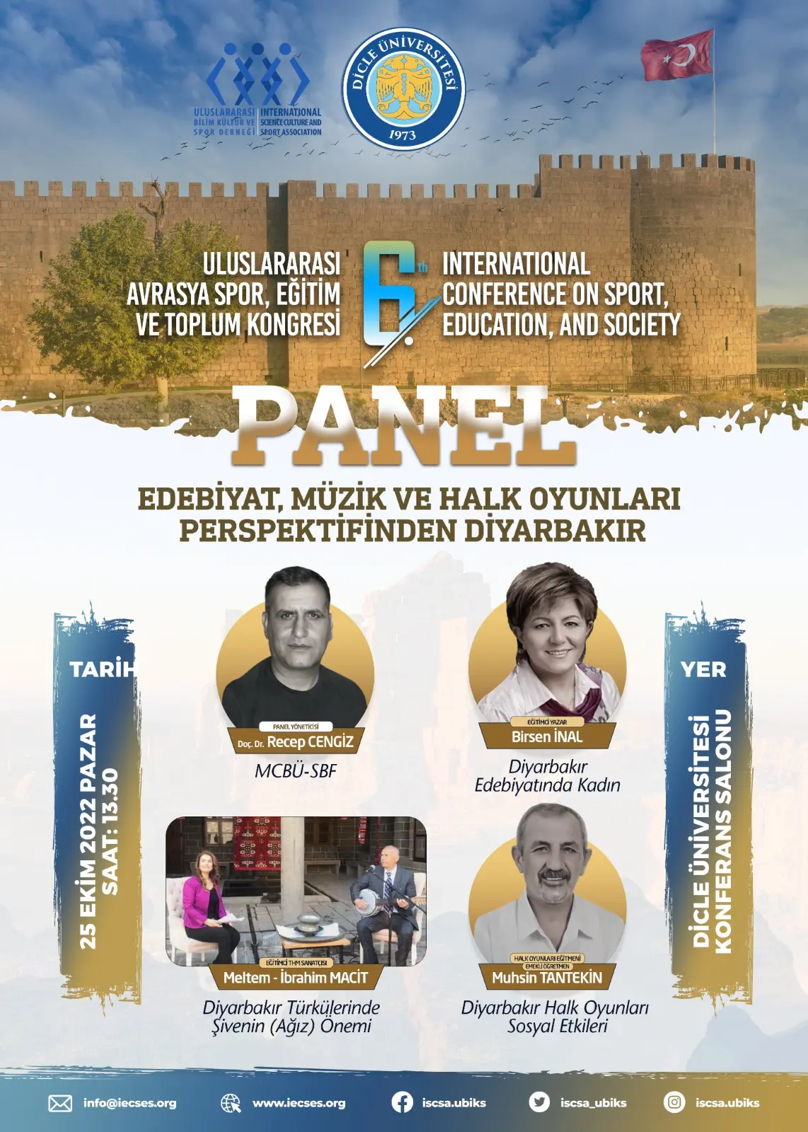 6. Uluslararası Avrasya Spor, Eğitim ve Toplum Kongresi, 24-26 Ekim 2022, Diyarbakır